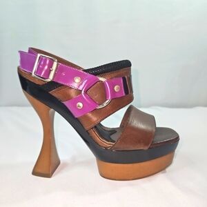 Marni Brown & Purple Platform Womens Sandals Size 36